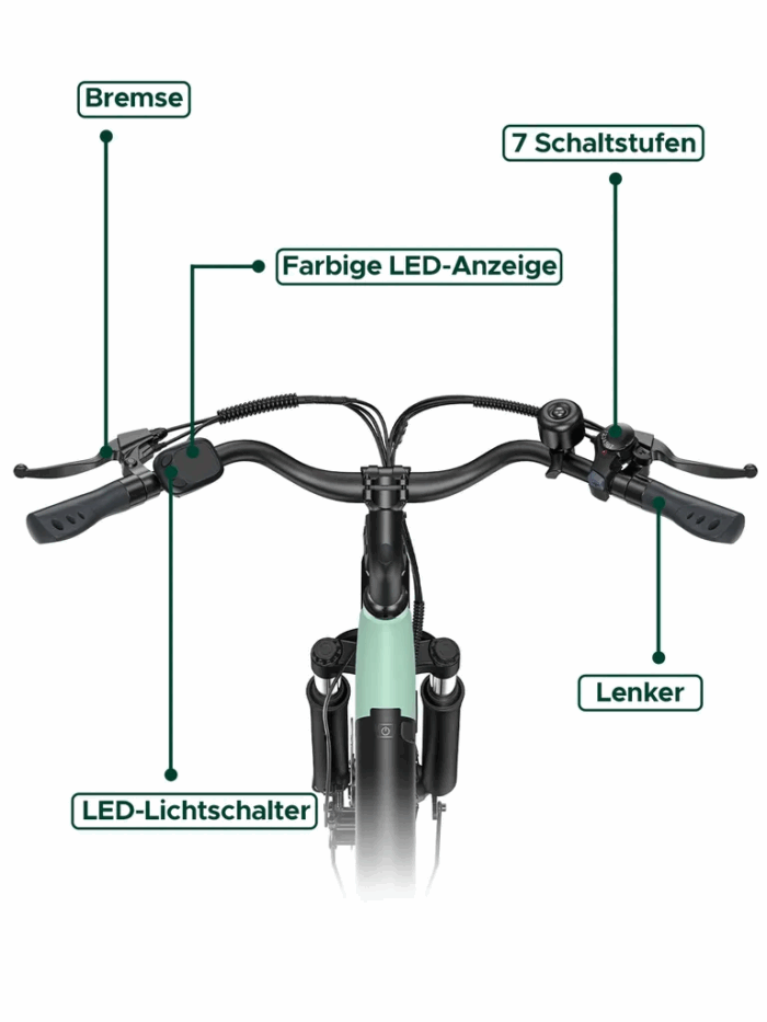 HillMiles E Bike, City E-Bike & E-Hollandrad mit 36V 13Ah Akku bis zu 80-100km, SHIMANO 7-Gang, 250W Motor&25km/h, MileCity1 - Image 3