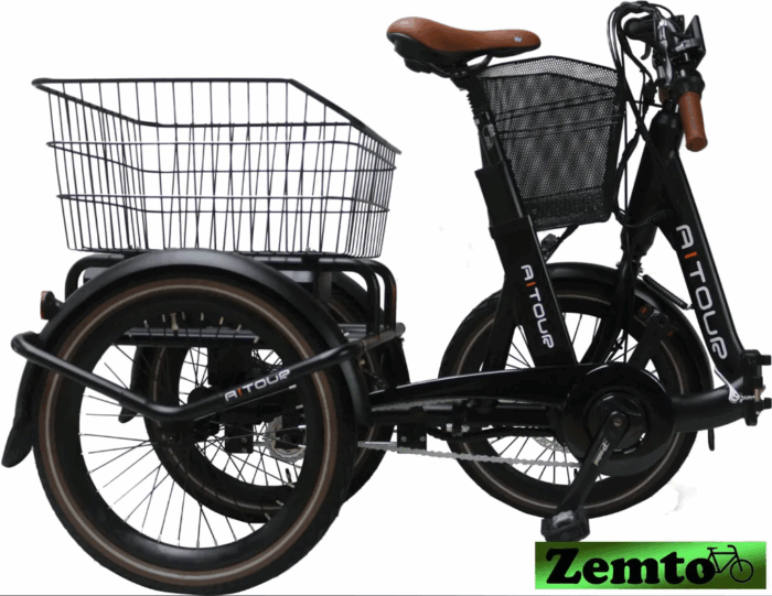 Elektro Dreirad Trike 3 Gang, Tiefeinstieg 20 Zoll schwarz, Fahrfertig, inkl. Kettenschloss und Rückspiegel - Image 7