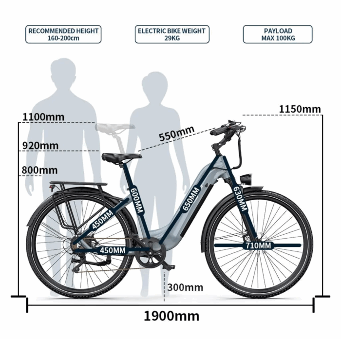E-Bike für Herren Damen, 27.5 Zoll Elektrofahrrad City E-Bikes & E-Hollandräder mit 22.5AH Akku, Citybike bis zu 140KM Elektrofahrräder LCD & APP - Image 7