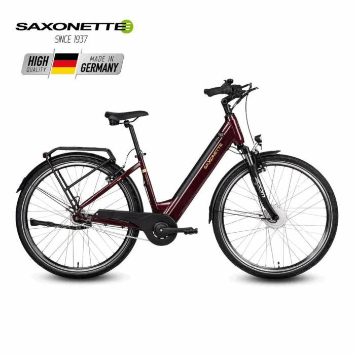 SAXONETTE Comfort plus5.0 , ebike , 418 Wh Intube-Akku große Reichweite für den Alltag, E-Bike, Elektrofahrrad (Ramenhöhe 45 , burgundy) - Image 1