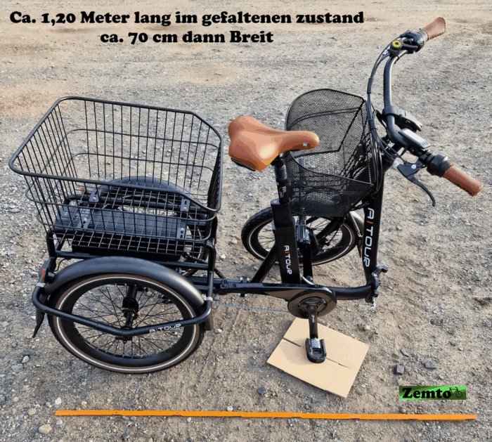 Elektro Dreirad Trike 3 Gang, Tiefeinstieg 20 Zoll schwarz, Fahrfertig, inkl. Kettenschloss und Rückspiegel - Image 8