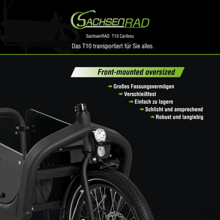 SachsenRAD E-Lastenrad T10 Caribou, Flexible Transportbox mit Versteckter,Abschließbarer Box mit LCD Display und StVZO-Zugelassung für Kindertransport - Image 5
