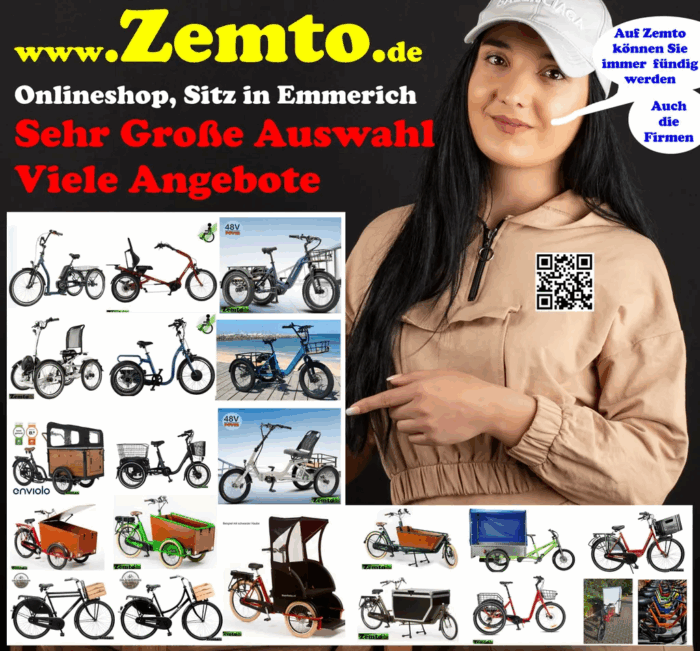Elektro Dreirad Trike 3 Gang, Tiefeinstieg 20 Zoll schwarz, Fahrfertig, inkl. Kettenschloss und Rückspiegel - Image 12
