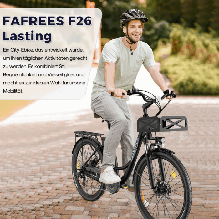 E-Bike 26 Zoll 158 - 198 cm Pannensichere Reifen 36 V 20,3 Ah 730,8 Wh bis zu 160 - 200 km Wasserdicht IP54 mit 7 Gang, Schwarz - Image 7