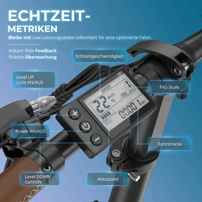 2025 20×3.0Zoll 22.5AH E-Bike Klappräder Elektrofahrrad Pedelec, elektrisches Faltrad 7-Gang City E-Bikes & E-Hollandräder 25 km/h Wasserdicht Schwarz - Image 7