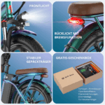 2025 20×3.0Zoll 22.5AH E-Bike Klappräder Elektrofahrrad Pedelec, elektrisches Faltrad 7-Gang City E-Bikes & E-Hollandräder 25 km/h Wasserdicht Schwarz - Image 8