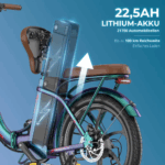 2025 20×3.0Zoll 22.5AH E-Bike Klappräder Elektrofahrrad Pedelec, elektrisches Faltrad 7-Gang City E-Bikes & E-Hollandräder 25 km/h Wasserdicht Schwarz - Image 4