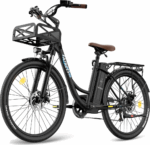 E-Bike 26 Zoll 158 - 198 cm Pannensichere Reifen 36 V 20,3 Ah 730,8 Wh bis zu 160 - 200 km Wasserdicht IP54 mit 7 Gang, Schwarz - Image 4