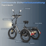E Bike Dreirad Fat Klapprad E-Bike Lastenfahrrad 20 Zoll 48V 21Ah , Hydraulische Scheibenbremsen Elektrofahrrad, Elektro Lastenfahrrad 180kg Blau - Image 11