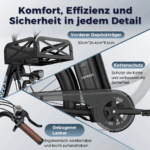 E-Bike 26 Zoll 158 - 198 cm Pannensichere Reifen 36 V 20,3 Ah 730,8 Wh bis zu 160 - 200 km Wasserdicht IP54 mit 7 Gang, Schwarz - Image 15