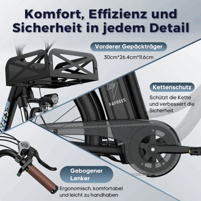 E-Bike 26 Zoll 158 - 198 cm Pannensichere Reifen 36 V 20,3 Ah 730,8 Wh bis zu 160 - 200 km Wasserdicht IP54 mit 7 Gang, Schwarz - Image 15