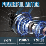 RCB E Bike RK15,Elektrofahrrad 26 Zoll mit 12Ah 36V Lithium-Akku,Elektrofahrrad für Erwachsene für Damen und Herren,7-Gäng,Reichweite bis zu 35-90Km - Image 4