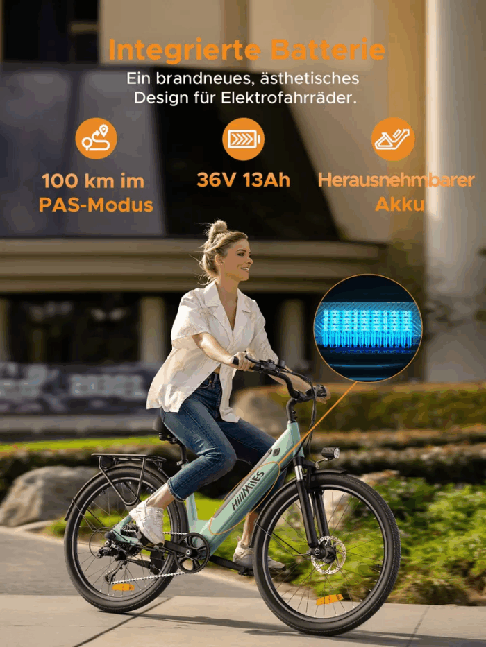 HillMiles E Bike, City E-Bike & E-Hollandrad mit 36V 13Ah Akku bis zu 80-100km, SHIMANO 7-Gang, 250W Motor&25km/h, MileCity1 - Image 8