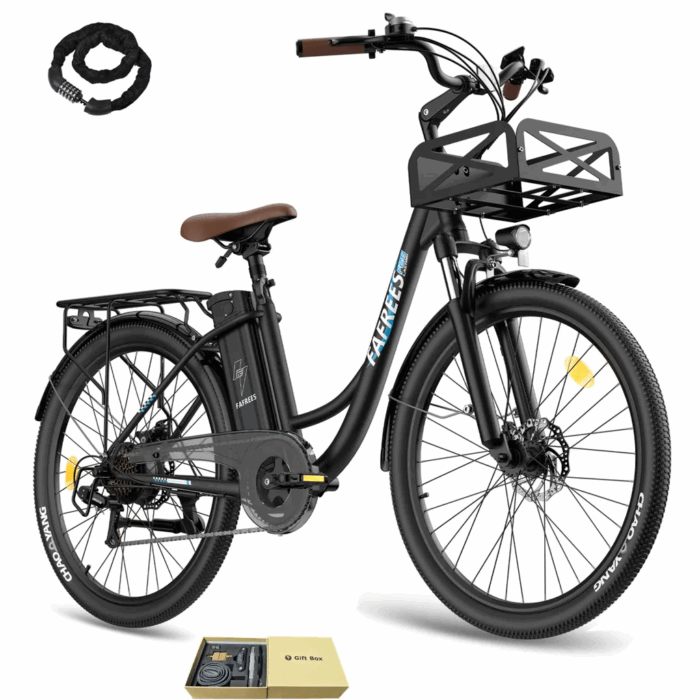 E-Bike 26 Zoll 158 - 198 cm Pannensichere Reifen 36 V 20,3 Ah 730,8 Wh bis zu 160 - 200 km Wasserdicht IP54 mit 7 Gang, Schwarz - Image 1