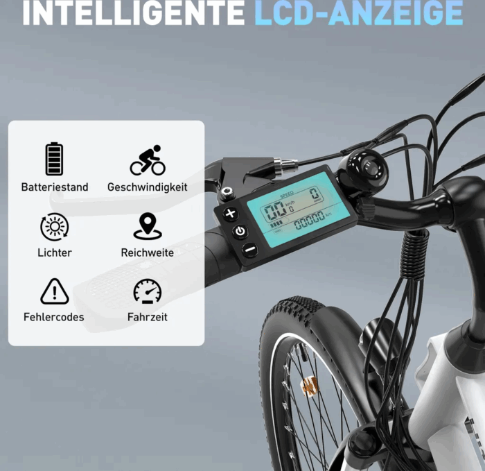 HITWAY E-Bike 28 Zoll Elektrofahrrad, Pedelec 36V/13Ah 468 Wh, MTB,7 Gang, 25km/h, Heckmotor, Kettenschaltung, LCD Display, E-Citybike Damen Herren - Image 3