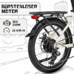 SAXXX Faltrad E-Bike Foldi, 410Wh Akku , 80 km Reichweite, Shimano Nexus 7-Gang, 250 W Hinterradmotor, 20 × 2.3″ CST, mechanische Scheibenbremse, Grau - Image 8