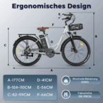 E-Bike 26 Zoll 158 - 198 cm Pannensichere Reifen 36 V 20,3 Ah 730,8 Wh bis zu 160 - 200 km Wasserdicht IP54 mit 7 Gang, Schwarz - Image 17