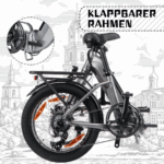 SAXXX Faltrad E-Bike Foldi, 410Wh Akku , 80 km Reichweite, Shimano Nexus 7-Gang, 250 W Hinterradmotor, 20 × 2.3″ CST, mechanische Scheibenbremse, Grau - Image 3